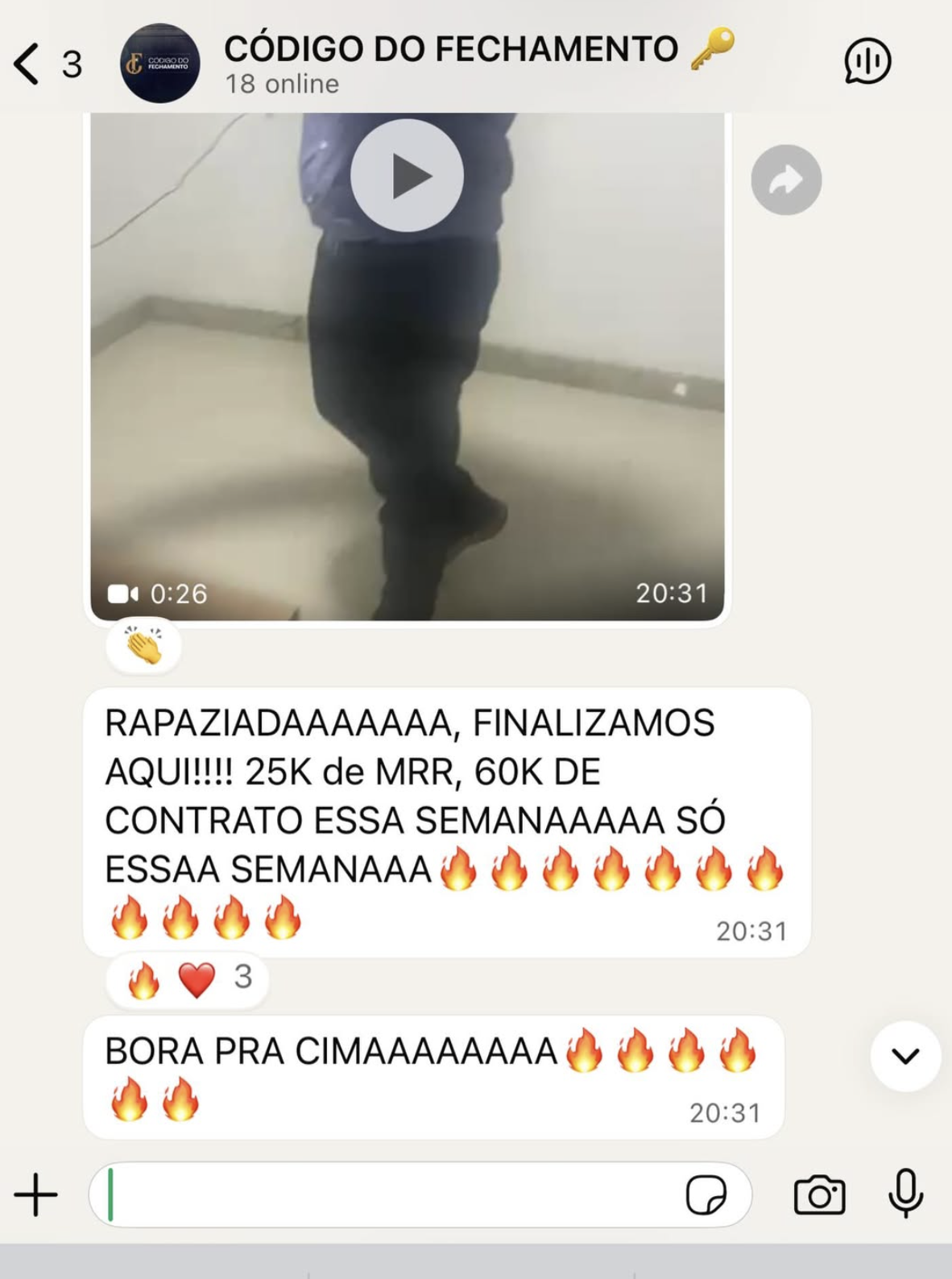 Feedback de aluno do Código do Fechamento 6
